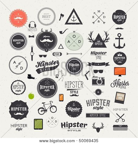 hipster style infographics elements and icons set for retro design