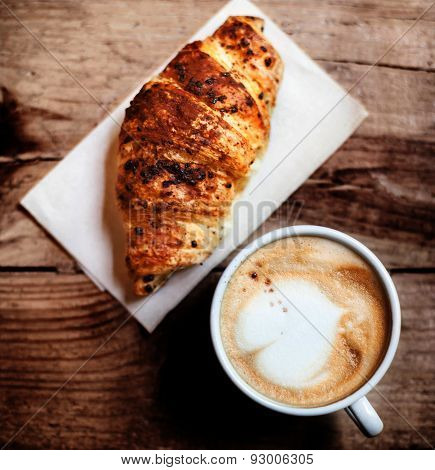 Coffee And Croissant For Breakfast On Rustic Wooden Table Chocolate Poster ID 93006305 Coffee And Croissant For Breakfast On Rustic Wooden Table Chocolate Poster ID 93006305