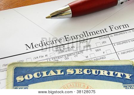 Picture or Photo of Social Security card and Medicare enrollment form