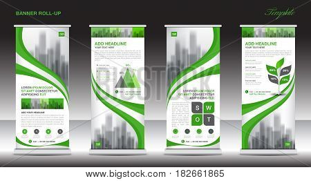 roll up banner stand template design green banner layout banner layout
