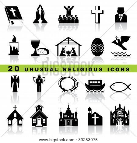 Picture or Photo of Set vector icons of christian religion sign and symbol