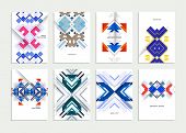 Set of Geometric Abstract Cards. Line Art Design for Flyers, Placards, Posters, Invitations, Brochur