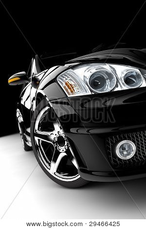 Picture or Photo of A modern and elegant black car illuminated