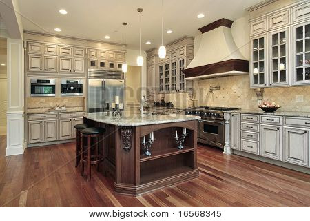 Picture or Photo of Kitchen in luxury home with rectangular island