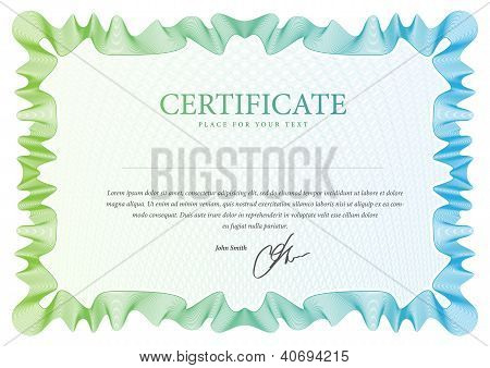Picture or Photo of Vector pattern that is used in certificate, currency and diplomas. Vector illustration