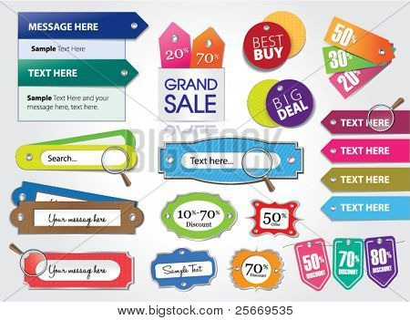Picture or Photo of Vector set of price tags & web elements