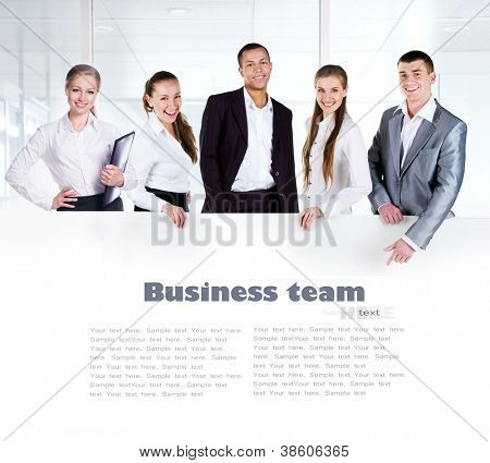 Picture or Photo of Business team holding the clipboard with copy space for text or design