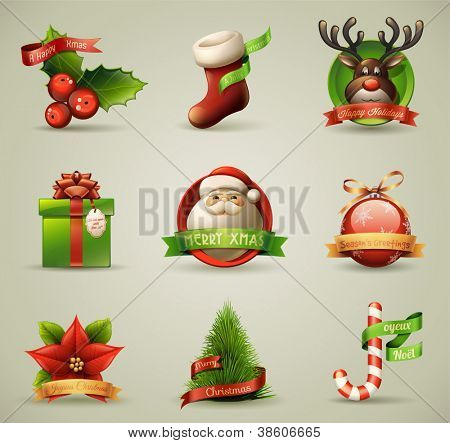 Picture or Photo of Christmas Icons/Objects Collection. Detailed vector illustration.