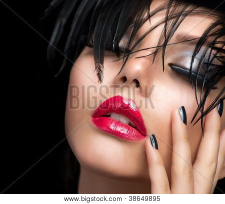 Picture or Photo of Fashion Art Girl Portrait.Vivid Makeup.Make-up