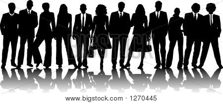 Picture or Photo of A large group of business people in black silhouette