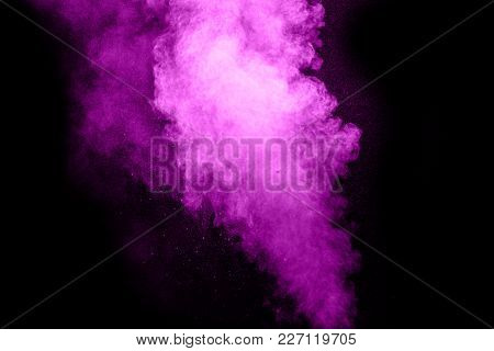 Purple Color Powder Explosion On Black Background Mauve Purple Color Powder Explosion On Black Background Mauve Cloud Dust Splash