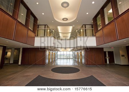 Picture or Photo of Lobby entrance in mahogany to a modern office building