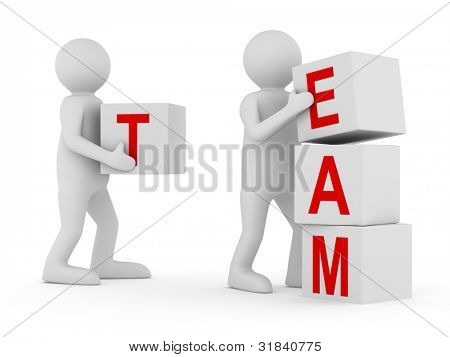 Picture or Photo of Conceptual image teamwork on white. Isolated 3D image