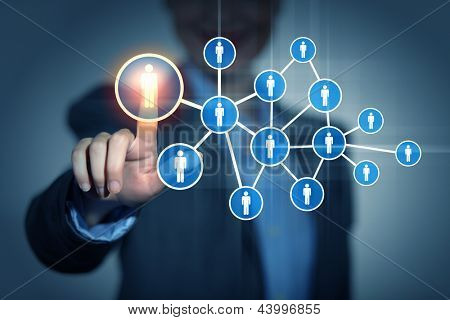Picture or Photo of Image of female touching virtual icon of social network