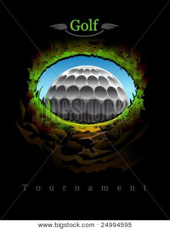 Picture or Photo of Golf ball going to the 18th hole. View from inside.