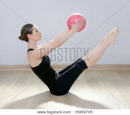 Picture or Photo of Pilates woman stability ball gym fitness yoga exercises girl